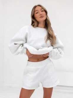 Isabel Oversized Jumper - Marl White & Lilac -BLAKELY CLOTHING SHOP 1846AMarlWhite PaleLilac 03D