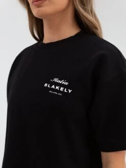 Italia Oversized T-Shirt - Black -BLAKELY CLOTHING SHOP 196BWBlack 03D
