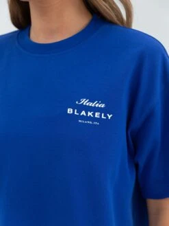 Italia Oversized T-Shirt - Cobalt Blue -BLAKELY CLOTHING SHOP 196BWBlue 02D