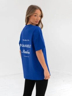 Italia Oversized T-Shirt - Cobalt Blue -BLAKELY CLOTHING SHOP 196BWBlue 03D