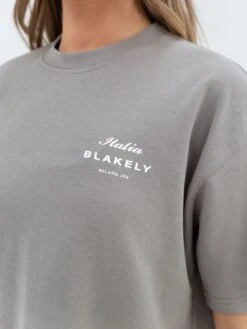 Italia Oversized T-Shirt - Stone Grey -BLAKELY CLOTHING SHOP 196BWGrey 01D