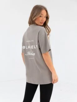 Italia Oversized T-Shirt - Stone Grey -BLAKELY CLOTHING SHOP 196BWGrey 02D