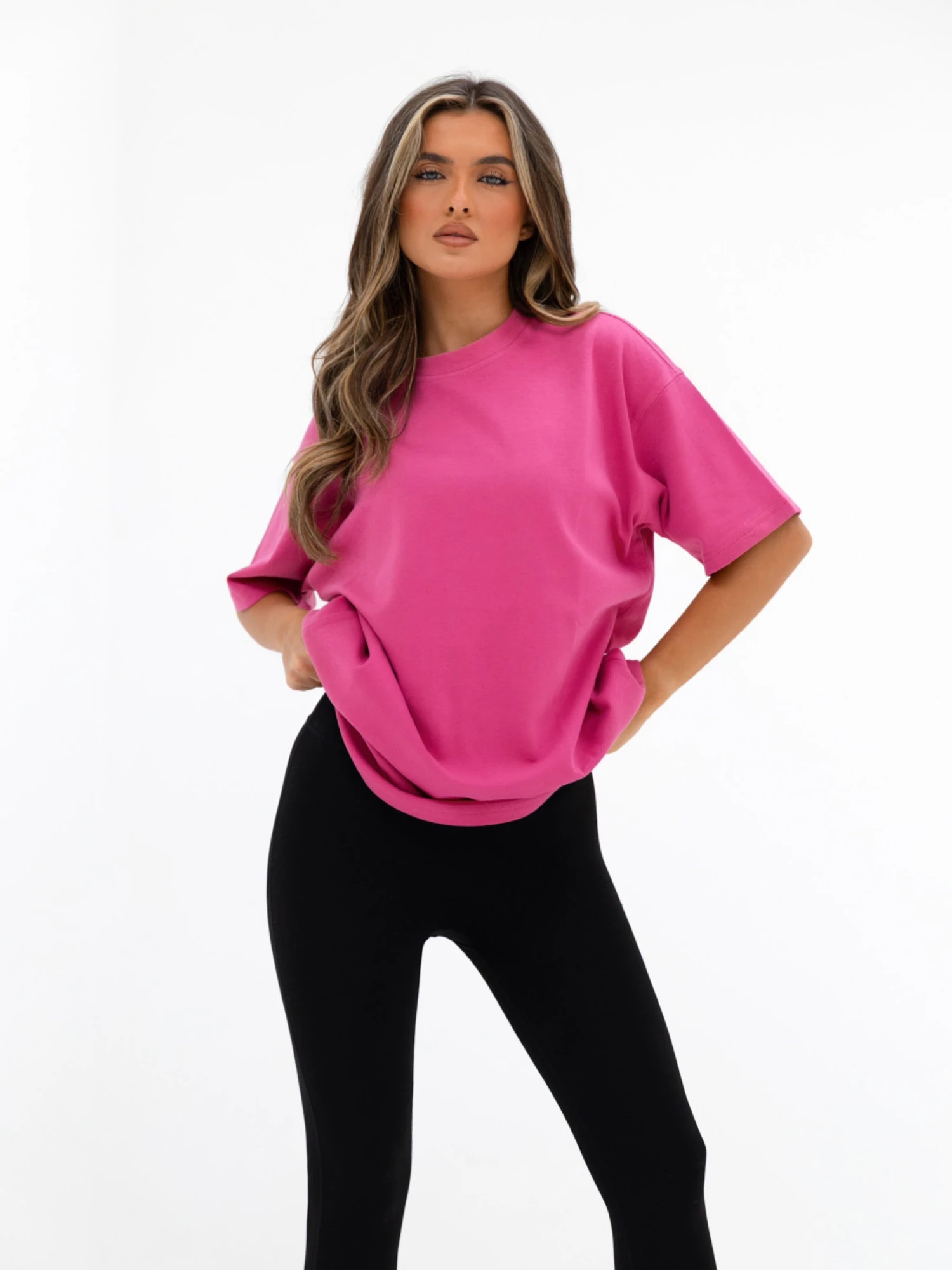 Isabel Oversized T-Shirt - Hot Pink Isabel Oversized T-Shirt - Hot Pink -BLAKELY CLOTHING SHOP 196IWHOTPINK05D