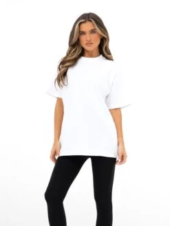 Isabel Oversized T-Shirt - White & Aqua -BLAKELY CLOTHING SHOP 196IWWHITE AQUA03D