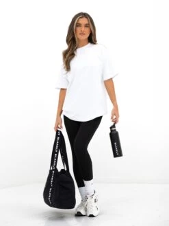 Isabel Oversized T-Shirt - White & Aqua -BLAKELY CLOTHING SHOP 196IWWHITE AQUA06D