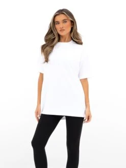 Isabel Oversized T-Shirt - White & Hot Pink -BLAKELY CLOTHING SHOP 196IWWHITE HOTPINK01D