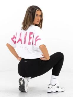 Isabel Oversized T-Shirt - White & Hot Pink -BLAKELY CLOTHING SHOP 196IWWHITE HOTPINK03D
