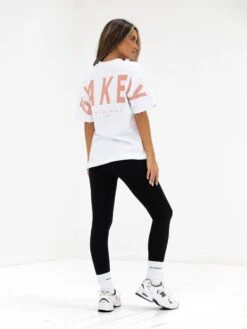 Isabel Oversized T-Shirt - White & Peach Pink -BLAKELY CLOTHING SHOP 196IWWHITE PEACH01D