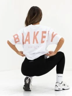 Isabel Oversized T-Shirt - White & Peach Pink -BLAKELY CLOTHING SHOP 196IWWHITE PEACH04D