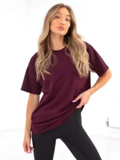 Isabel Oversized T-Shirt - Burgundy 4 Isabel Oversized T-Shirt - Burgundy -BLAKELY CLOTHING SHOP 196IW BURGUNDYD 1