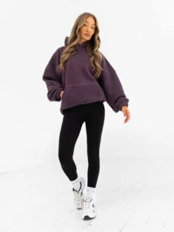 Borg Isabel Oversized Hoodie - Plum -BLAKELY CLOTHING SHOP 2035PLUM01D