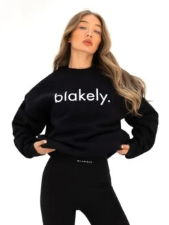 Logo Oversized Jumper - Black