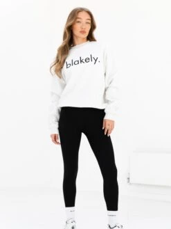 Logo Oversized Jumper - Marl White -BLAKELY CLOTHING SHOP 216IWMARLWHITED 2