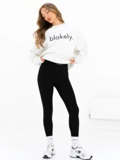 Logo Oversized Jumper - Marl White -BLAKELY CLOTHING SHOP 216IWMARLWHITED