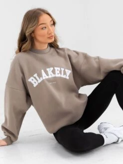 Varsity Oversized Jumper - Light Beige 4 Varsity Oversized Jumper - Light Beige -BLAKELY CLOTHING SHOP 216VAWBeige 02D