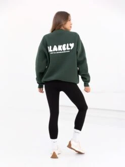 Cloud Print Oversized Jumper - Forest Green -BLAKELY CLOTHING SHOP 2221ForestGreen 02D