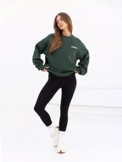 Cloud Print Oversized Jumper - Forest Green -BLAKELY CLOTHING SHOP 2221ForestGreen 04D