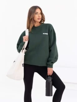 Cloud Print Oversized Jumper - Forest Green -BLAKELY CLOTHING SHOP 2221ForestGreen 06D