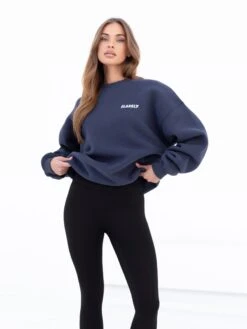 Cloud Print Oversized Jumper - True Navy -BLAKELY CLOTHING SHOP 2221Navy 05D