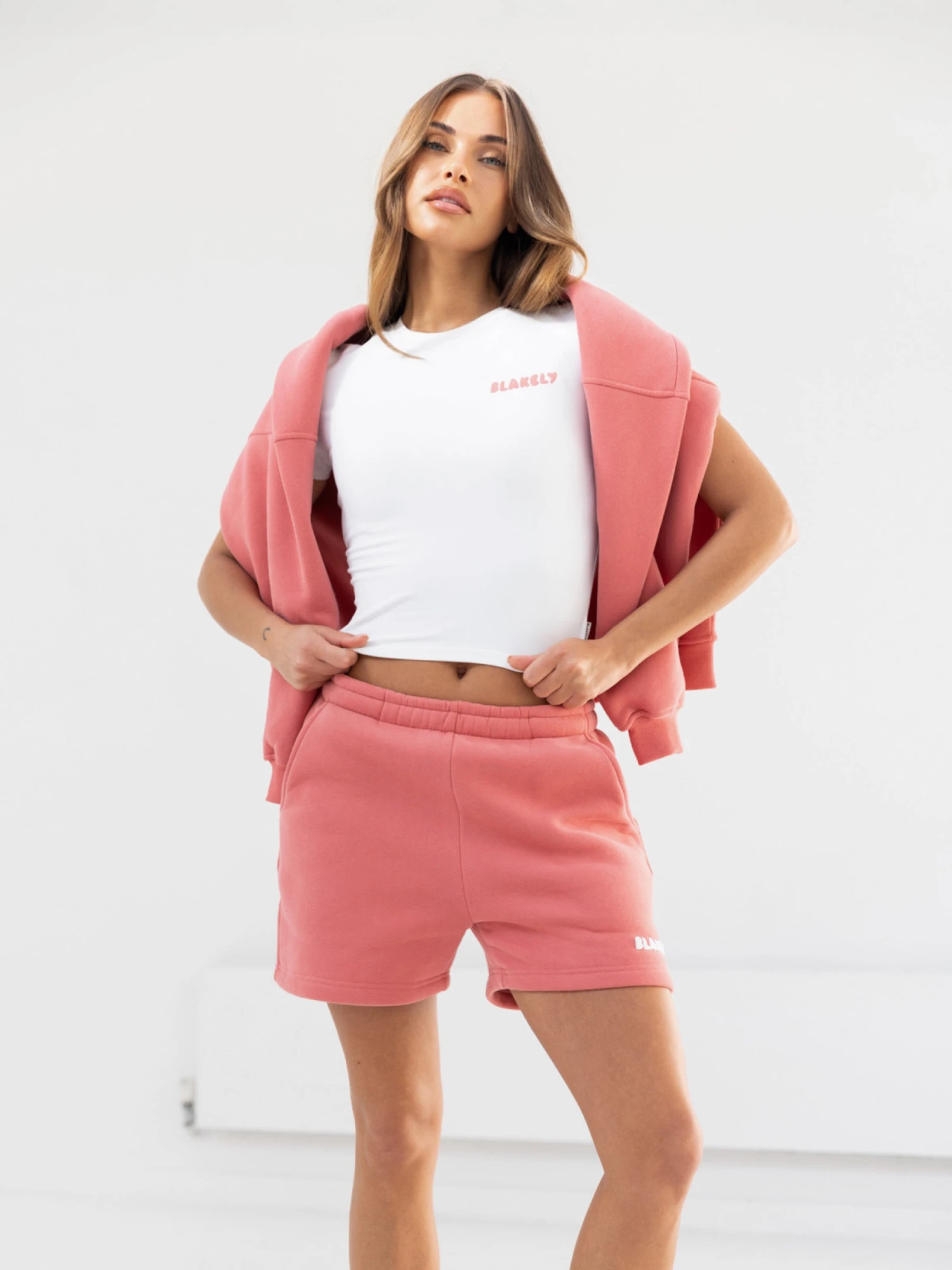 Cloud Print Jogger Shorts - Sunrise Coral Cloud Print Jogger Shorts - Sunrise Coral -BLAKELY CLOTHING SHOP 2547PCoral 06D