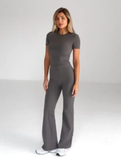 Alessia Cropped T-Shirt - Charcoal -BLAKELY CLOTHING SHOP 2573 2Charcoal 04D