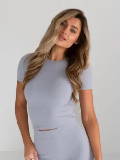 Alessia Cropped T-Shirt - Pale Lilac -BLAKELY CLOTHING SHOP 2573 2PaleLilac 04D