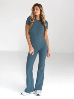 Alessia Cropped T-Shirt - Dark Teal -BLAKELY CLOTHING SHOP 2573 2Teal 05D