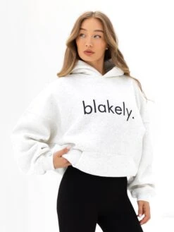 Logo Oversized Hoodie - Marl White -BLAKELY CLOTHING SHOP 2693IWMARLWHITED
