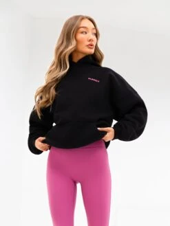 Amelie Oversized Hoodie - Black & Pink -BLAKELY CLOTHING SHOP 2693PBLACK03D