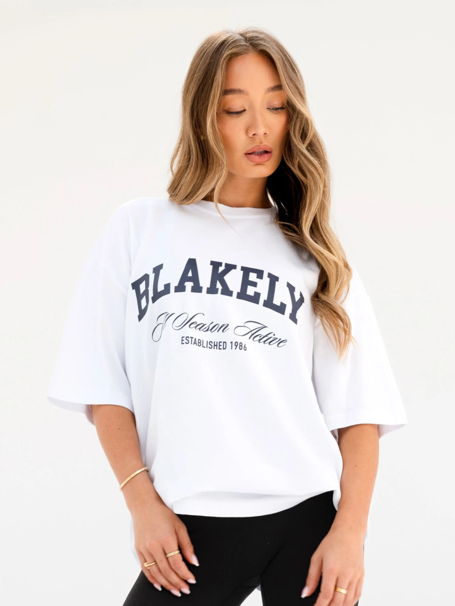 Melrose Ultra Oversized T-Shirt - White & True Navy Melrose Ultra Oversized T-Shirt - White & True Navy -BLAKELY CLOTHING SHOP 2696ANAVY04D