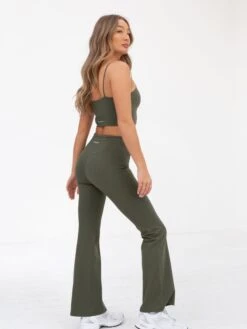 Soft Sculpt Wide Leg Leggings - Khaki Green -BLAKELY CLOTHING SHOP 2741Khaki 04D