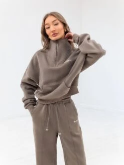 Everyday 1/4 Zip Jumper - Brown -BLAKELY CLOTHING SHOP 2760 ZIP BROWN 02D