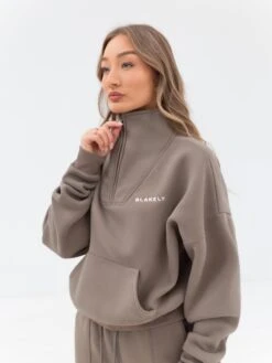 Everyday 1/4 Zip Jumper - Brown -BLAKELY CLOTHING SHOP 2760 ZIP BROWN 03D