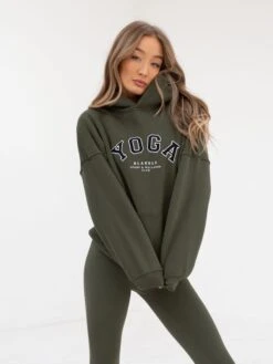 Yoga Oversized Hoodie - Khaki Green -BLAKELY CLOTHING SHOP 2831Khaki 02D