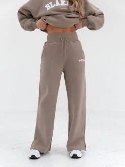Varsity Wide Leg Sweatpants - Light Beige -BLAKELY CLOTHING SHOP 2848VARW BeigeD 4