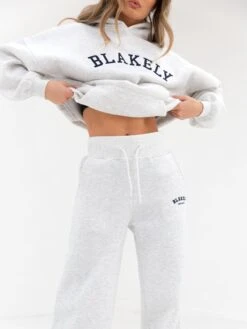 Varsity Wide Leg Sweatpants - Marl White 6 Varsity Wide Leg Sweatpants - Marl White -BLAKELY CLOTHING SHOP 2848VARW GreyD 3