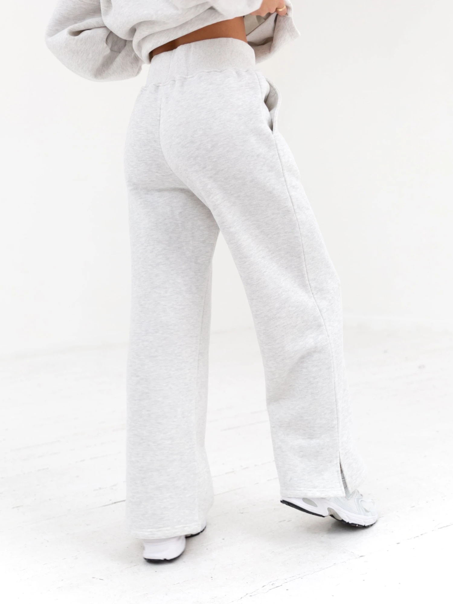 Varsity Wide Leg Sweatpants - Marl White Varsity Wide Leg Sweatpants - Marl White -BLAKELY CLOTHING SHOP 2848VARW GreyD 4