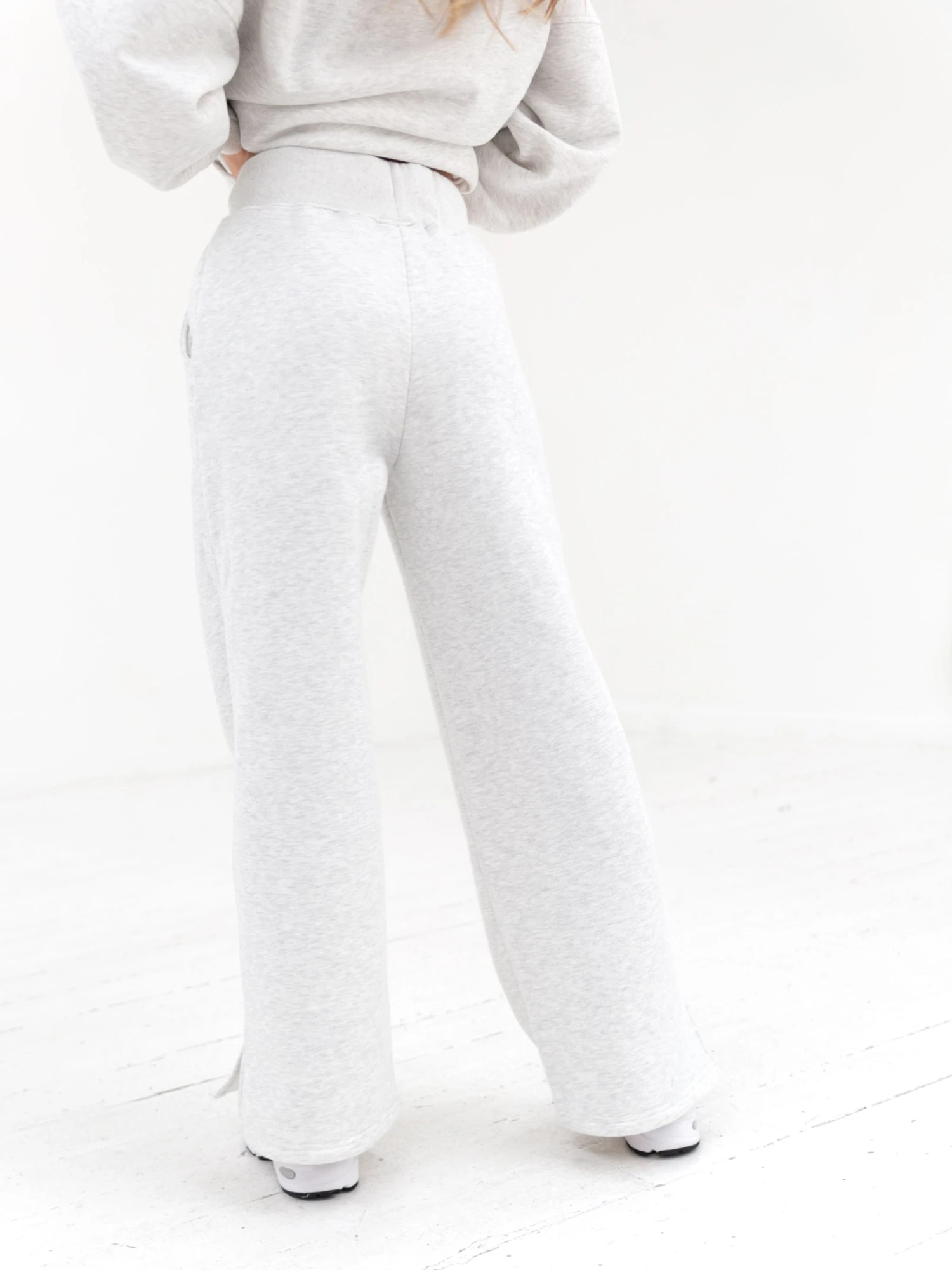 Varsity Wide Leg Sweatpants - Marl White Varsity Wide Leg Sweatpants - Marl White -BLAKELY CLOTHING SHOP 2848VARW GreyD 6