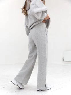 Varsity Wide Leg Sweatpants - Marl Grey -BLAKELY CLOTHING SHOP 2848VARW MarlGreyD 1