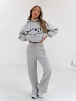 Varsity Wide Leg Sweatpants - Marl Grey -BLAKELY CLOTHING SHOP 2848VARW MarlGreyD 3