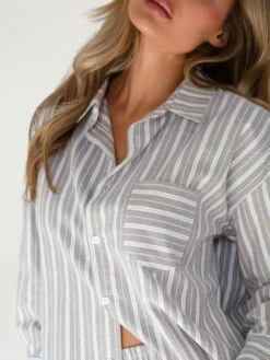 Elena Stripe Shirt - Light Brown -BLAKELY CLOTHING SHOP 2962Khaki 05D