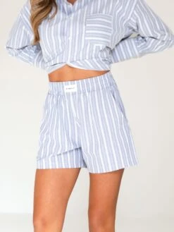 Elena Stripe Shorts - Blue 6 Elena Stripe Shorts - Blue -BLAKELY CLOTHING SHOP 2967BLUE 03D