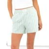 Elena Stripe Shorts - Green 2 Elena Stripe Shorts - Green -BLAKELY CLOTHING SHOP 2967GREENLEADD
