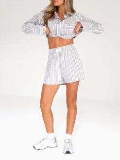 Elena Stripe Shorts - Light Brown -BLAKELY CLOTHING SHOP 2967Khaki 01D