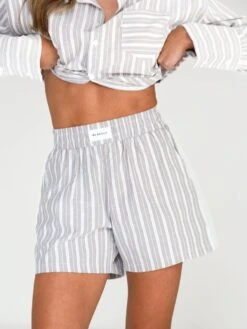 Elena Stripe Shorts - Light Brown -BLAKELY CLOTHING SHOP 2967Khaki 02D