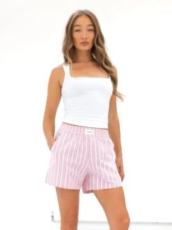 Elena Stripe Shorts - Pink -BLAKELY CLOTHING SHOP 2967PINKD 4
