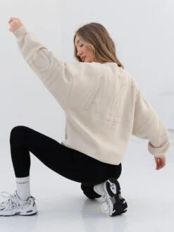 Embroidered Isabel Oversized Jumper - Bone -BLAKELY CLOTHING SHOP 3039TBONED 3