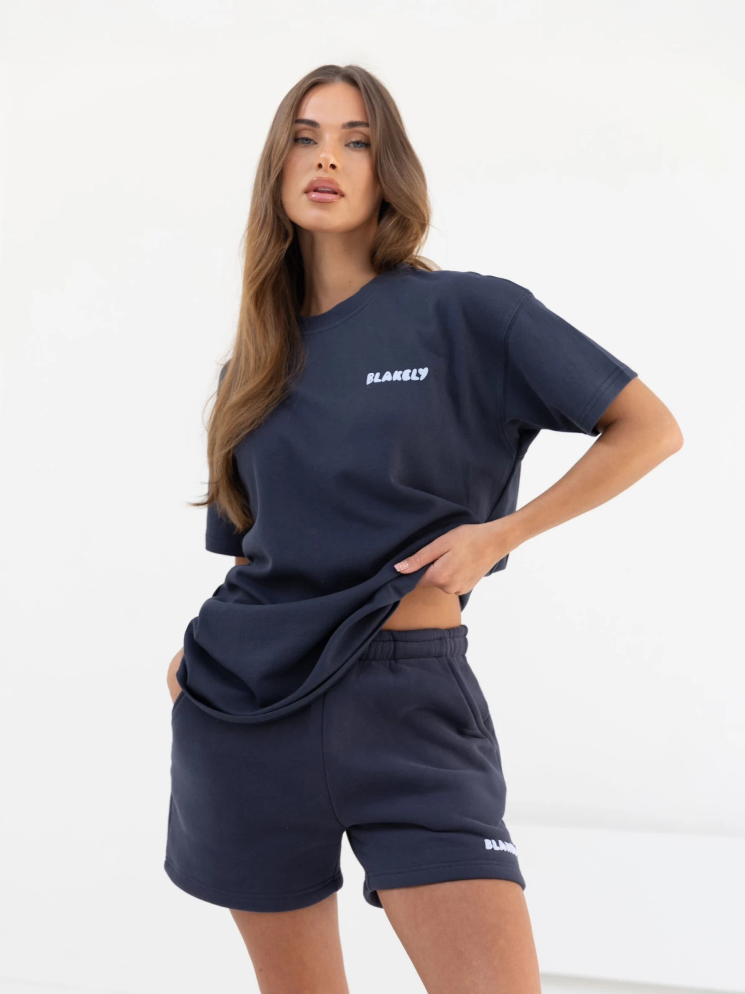 Cloud Print Oversized T-Shirt - True Navy Cloud Print Oversized T-Shirt - True Navy -BLAKELY CLOTHING SHOP 3124 3Navy 04D