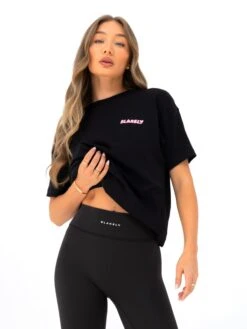 Cloud Print Oversized T-Shirt - Black -BLAKELY CLOTHING SHOP 3126 3BLACK05D