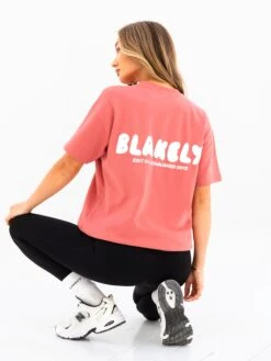 Cloud Print Oversized T-Shirt - Sunrise Coral -BLAKELY CLOTHING SHOP 3126 3CORAL02D